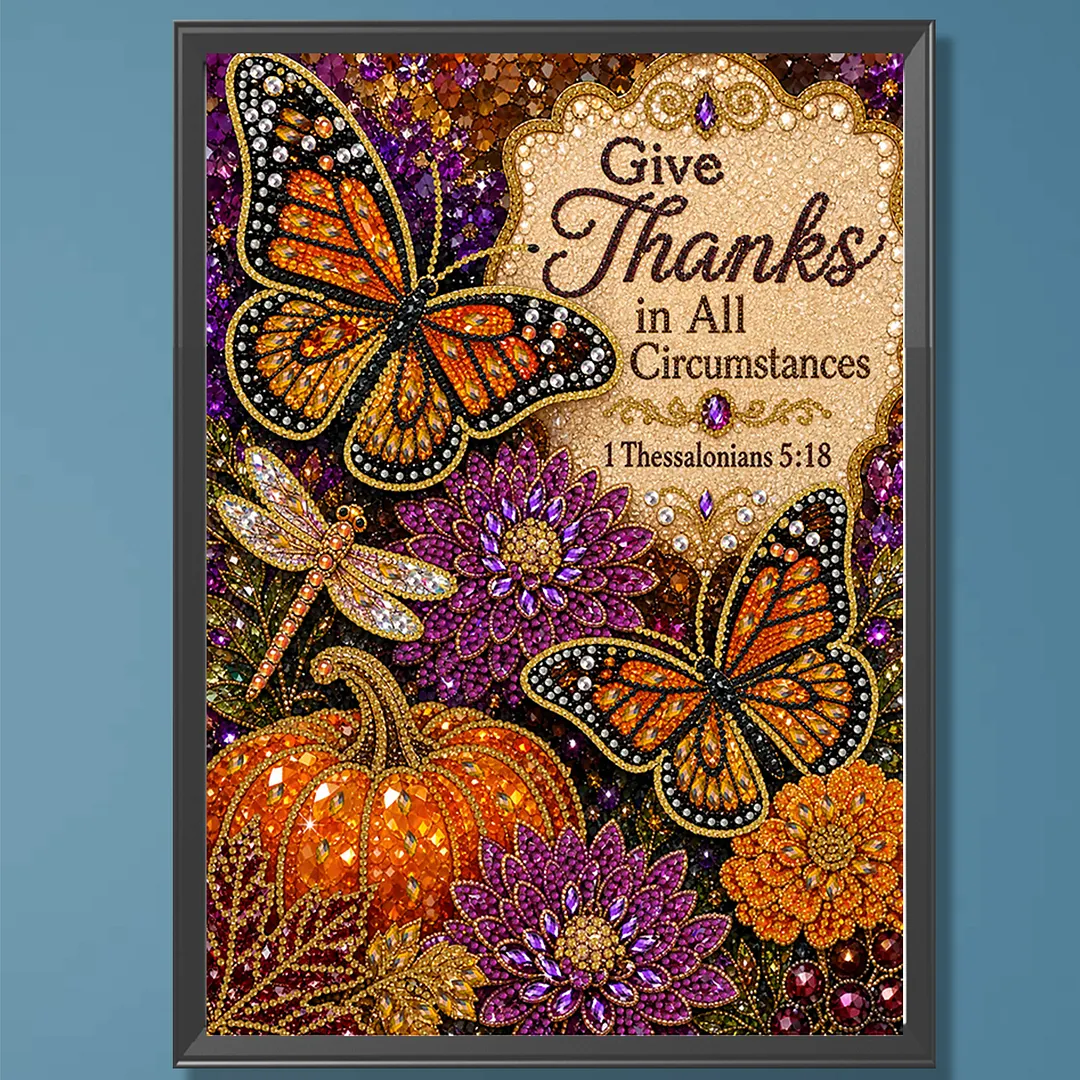 Butterfly Pumpkin Thanks Diamond Painting Kits for Adults Beginners 30x40cm
