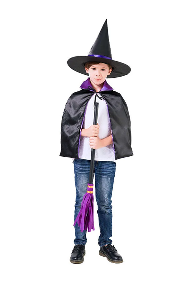 Personalized Cool Short Magic Cloak Halloween Kids Costume Purple-elleschic