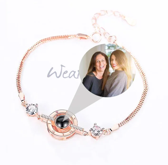 Projector Custom Personalized Circle Photo Bracelet wetirmss
