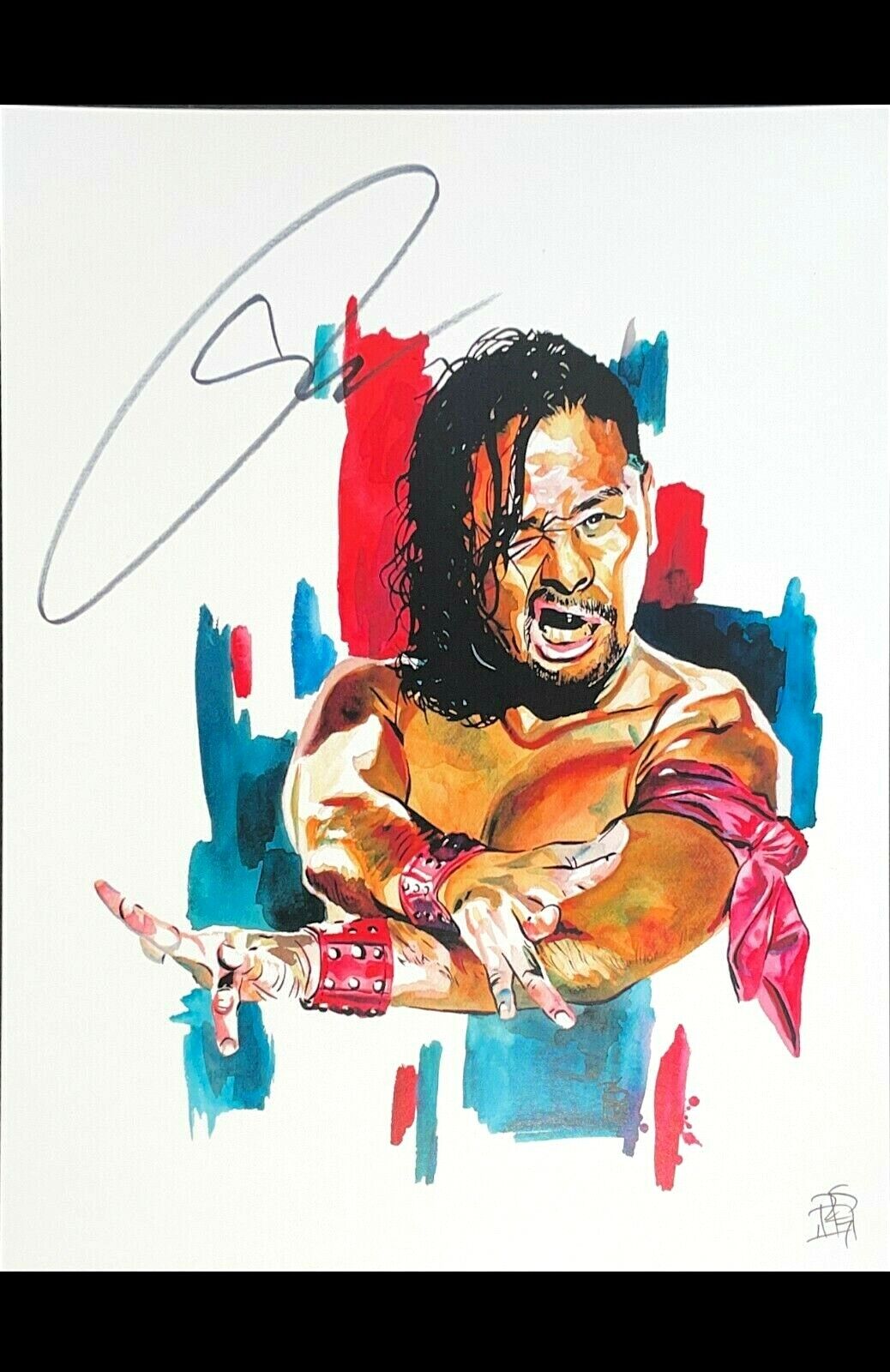 WWE SHINSUKE NAKAMURA HAND SIGNED AUTOGRAPHED 11X14 ROB SCHAMBERGER ART PRINT