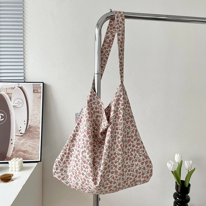 Niche Canvas Bag For Women 2024 New Summer Korean Style Design Sense High Quality Artistic Floral Canvas Bag