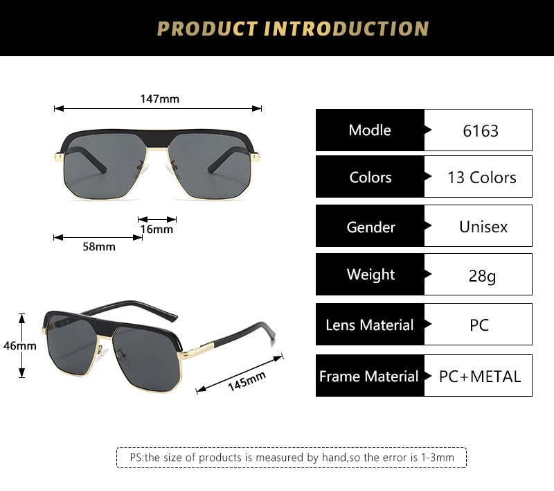 Casual Basic Minimalist Geometric Ac Square Full Frame Women’s Sunglasses