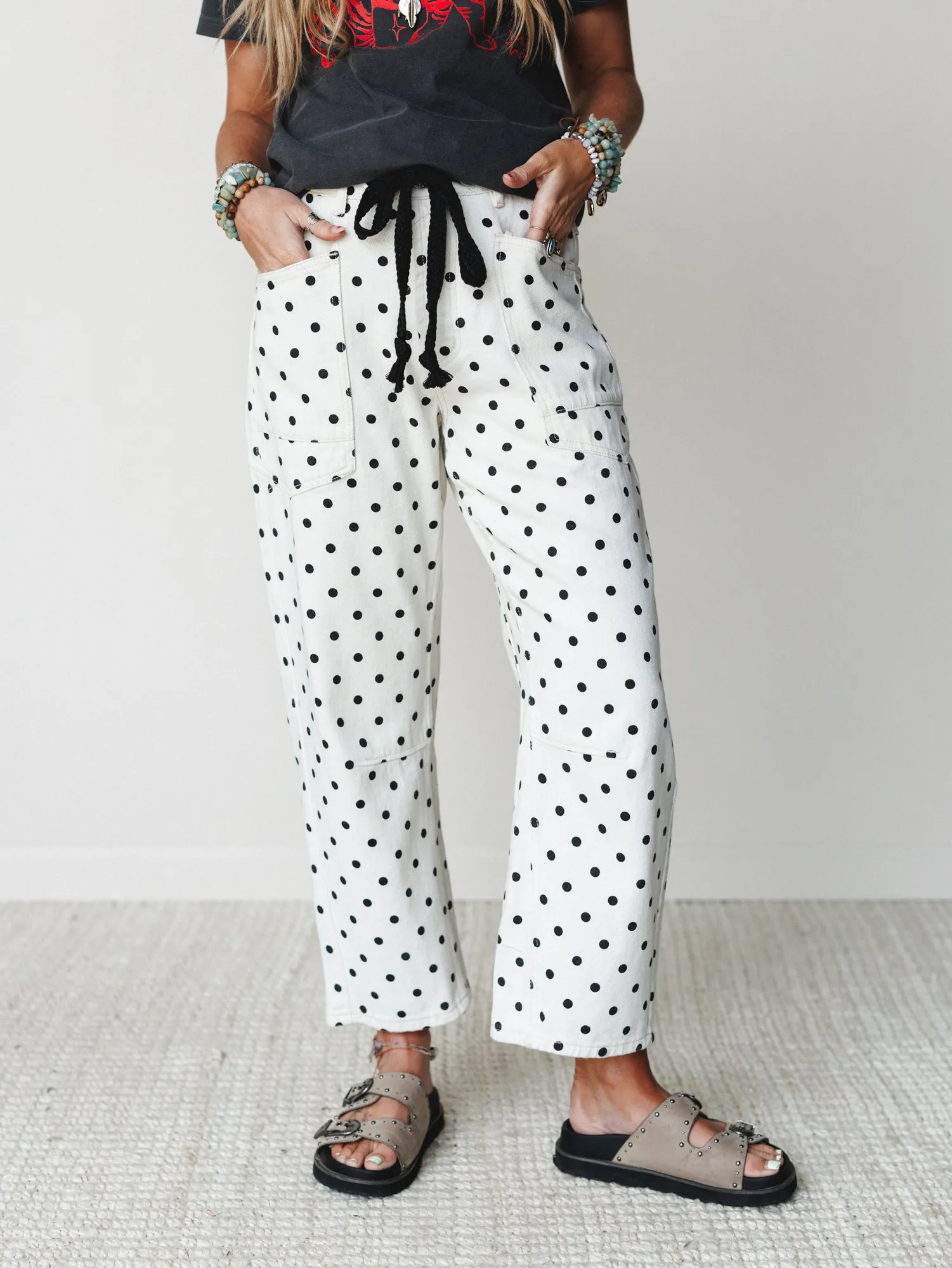 Spotted and Dotted Pants - Cream