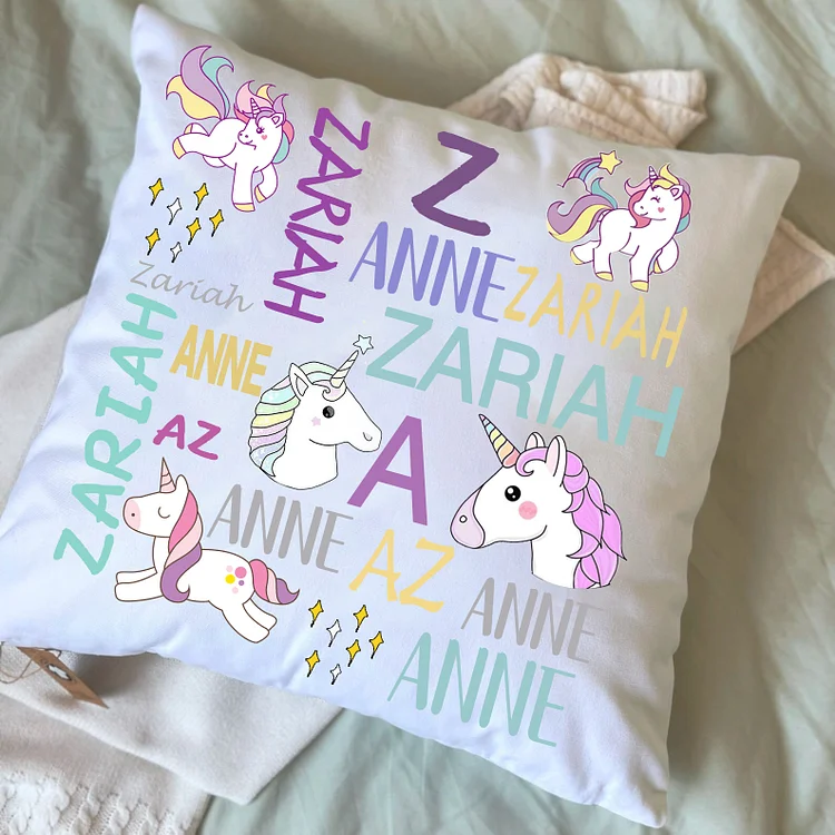 BlanketCute-Personalized Lovely Bedroom Unicorn Cushion with Your Kid's Name