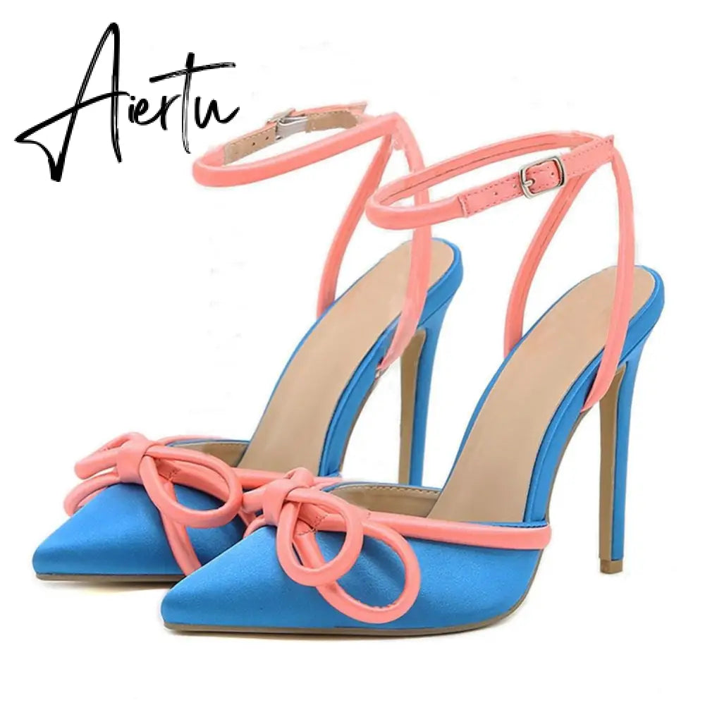 Brand New Office Ladies Elegant Women Pumps Spring Thin High Heels Bowknot Sexy Party Shoes Prom Design Summer Pumps Woman Aiertu