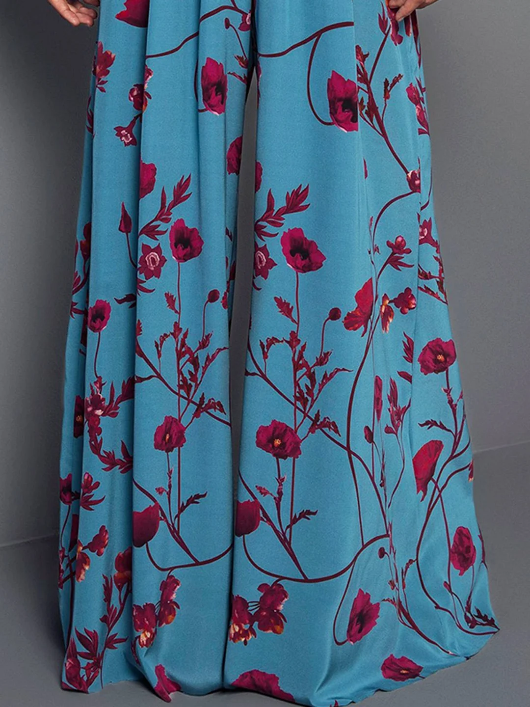 Blue Balloon Sleeve Sheath Elegant Party Evening One-Piece Jumpsuit