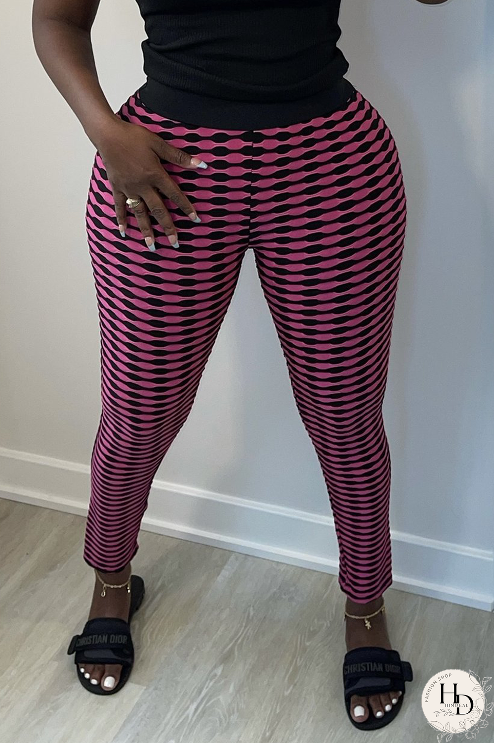 Yellow Sexy Plaid Split Joint Skinny High Waist Pencil Full Print Bottoms