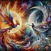 Sun And Moon Phoenix-11CT Stamped Cross Stitch 50*50cm tapestrymarket