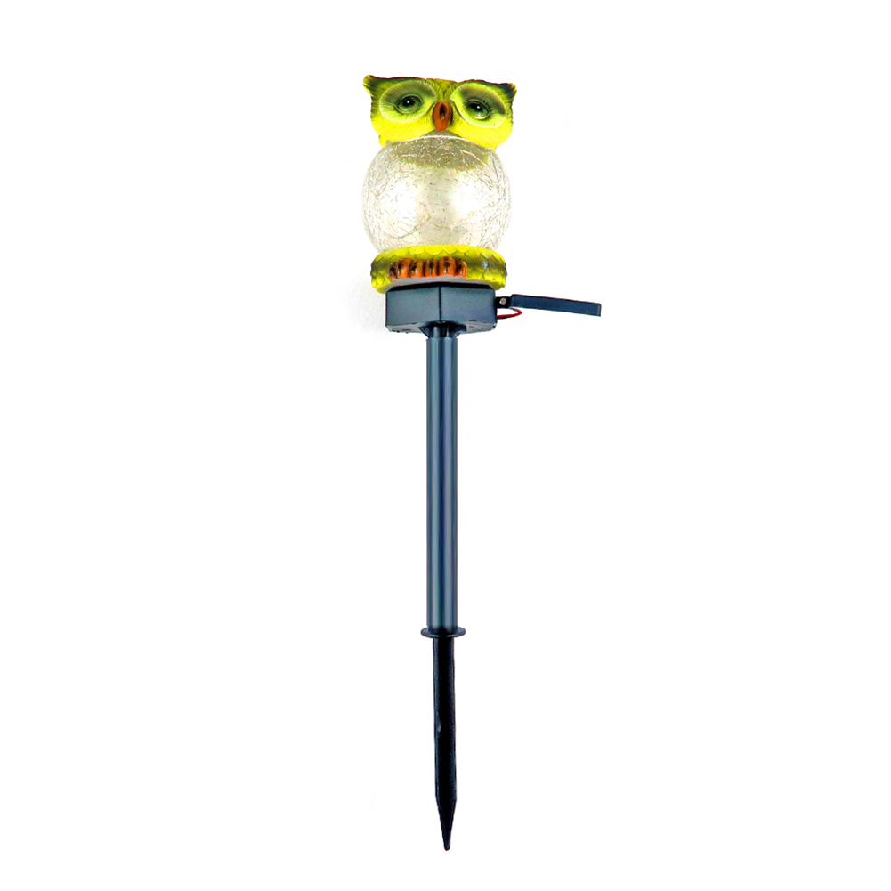 

Solar Outdoor Garden Owl Crackle Glass Starry Ground Plug Light (Yellow), 501 Original