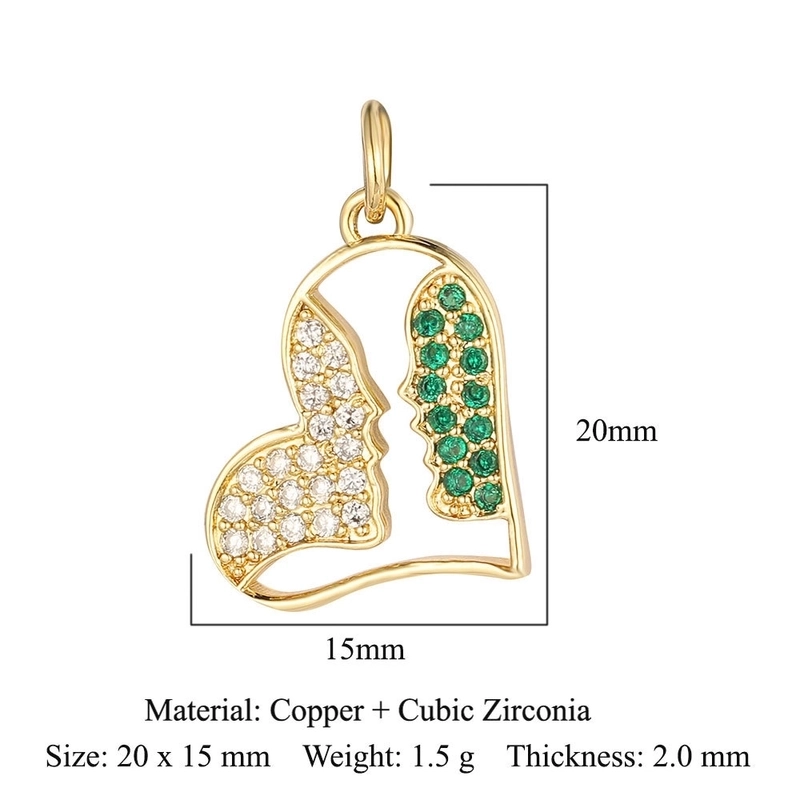 1 Piece Copper Zircon 18K Gold Plated Heart Shape Crown