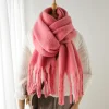 Women's Vintage Mohair Warm Extra Long Tassel Scarf by Inlyline