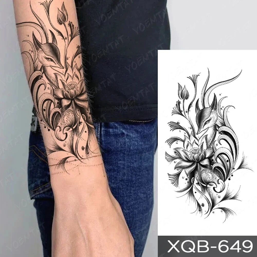 Sdrawing Temporary Tattoo Sticker Butterfly Flower Totem Flash Tatto Y2k Style Body Art Arm Leg Waist Fake Tatoo Men Women