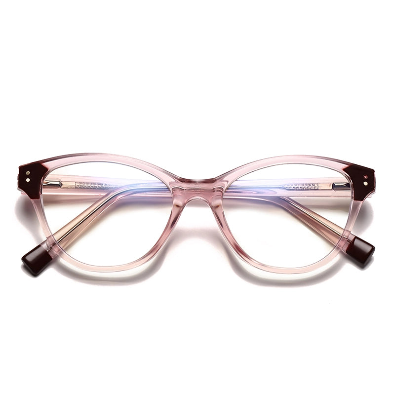 Pastoral Geometric Leopard Pc Oval Frame Inlaid Acrylic Full Frame Optical Glasses