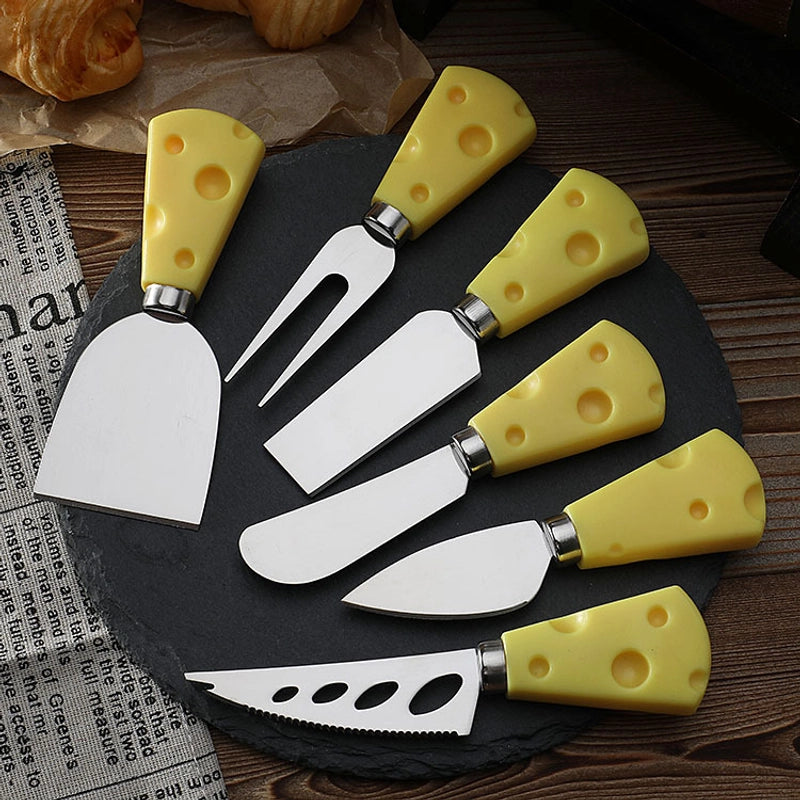 Stainless Steel Cheese Knife With Wooden Handle Suit Baking Tool Steak Knife Butter Butter Spatula Cheese Pizza Small Knife And Fork