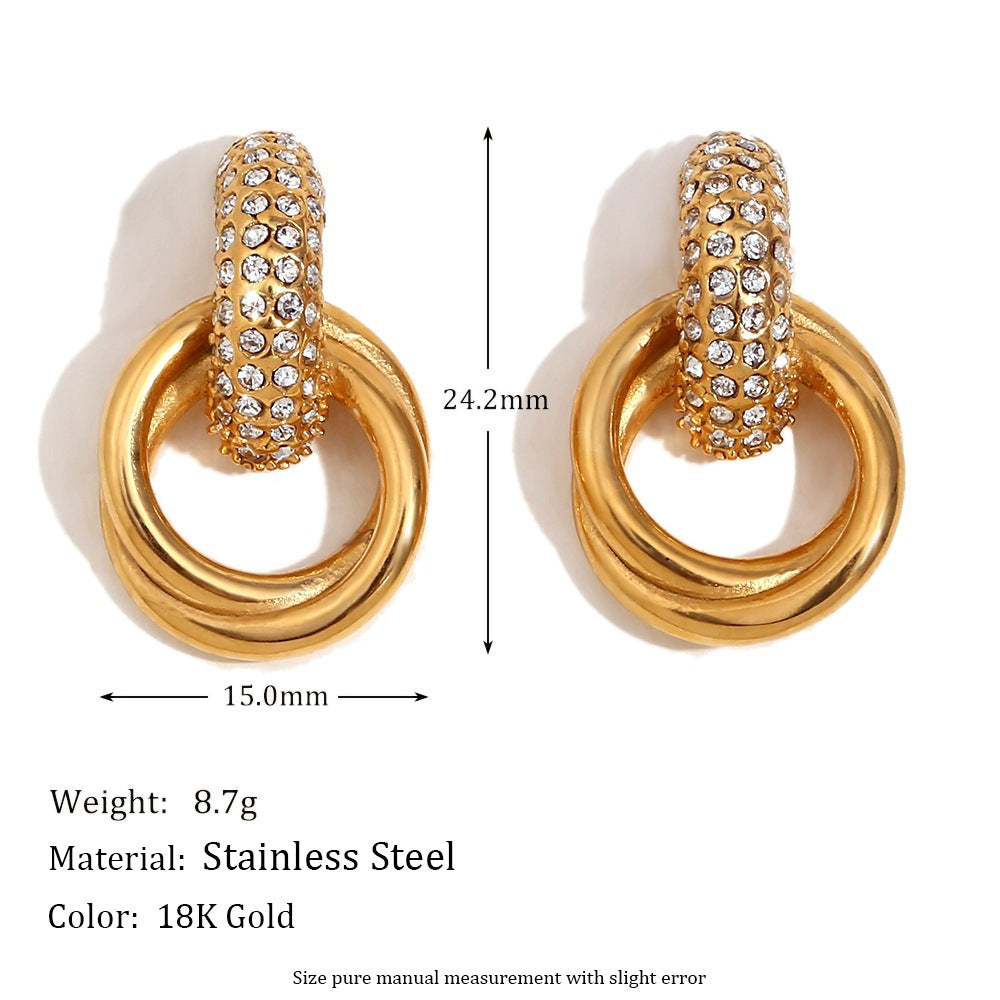 Niche Design Personality Earrings Stainless Steel 18K Gold Plated Geometric Petal Earrings For Women