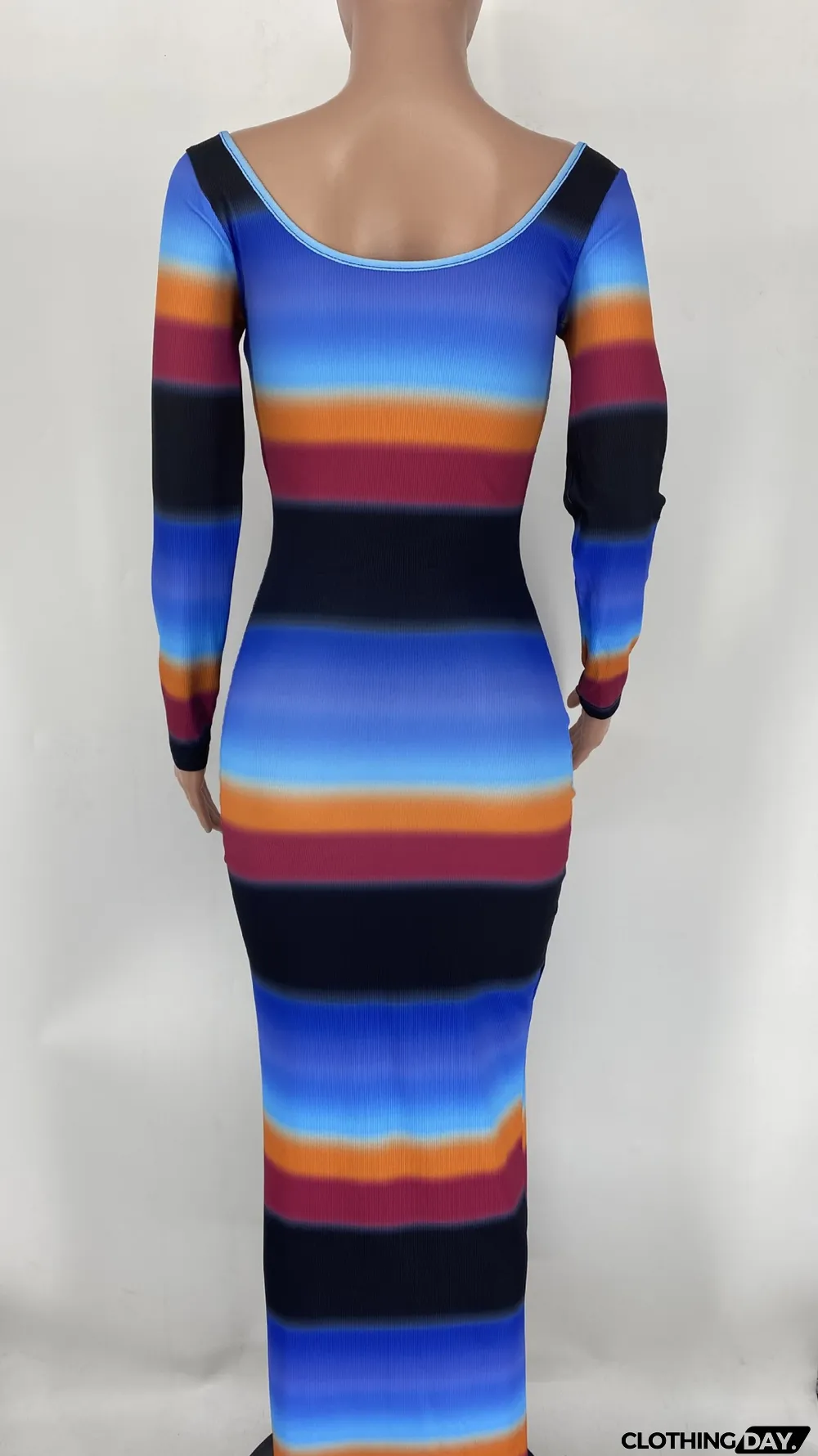 Sexy Low Cut Long Sleeve Slim Maxi Dress