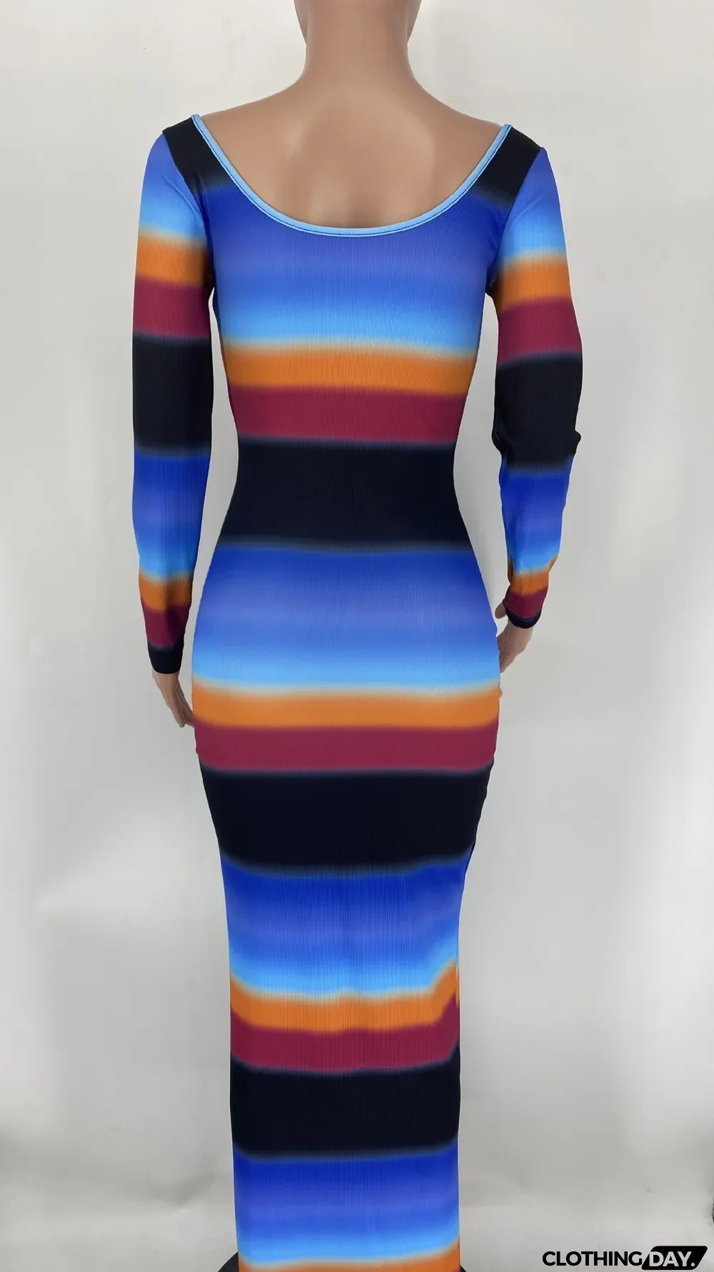 Sexy Low Cut Long Sleeve Slim Maxi Dress