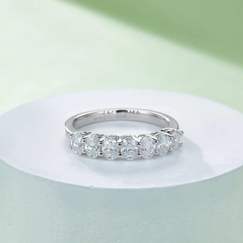 2.1 Round Brilliant 18K Gold Plated Moissanite Rings Oval Colorless(DEF) VVS1-VVS2