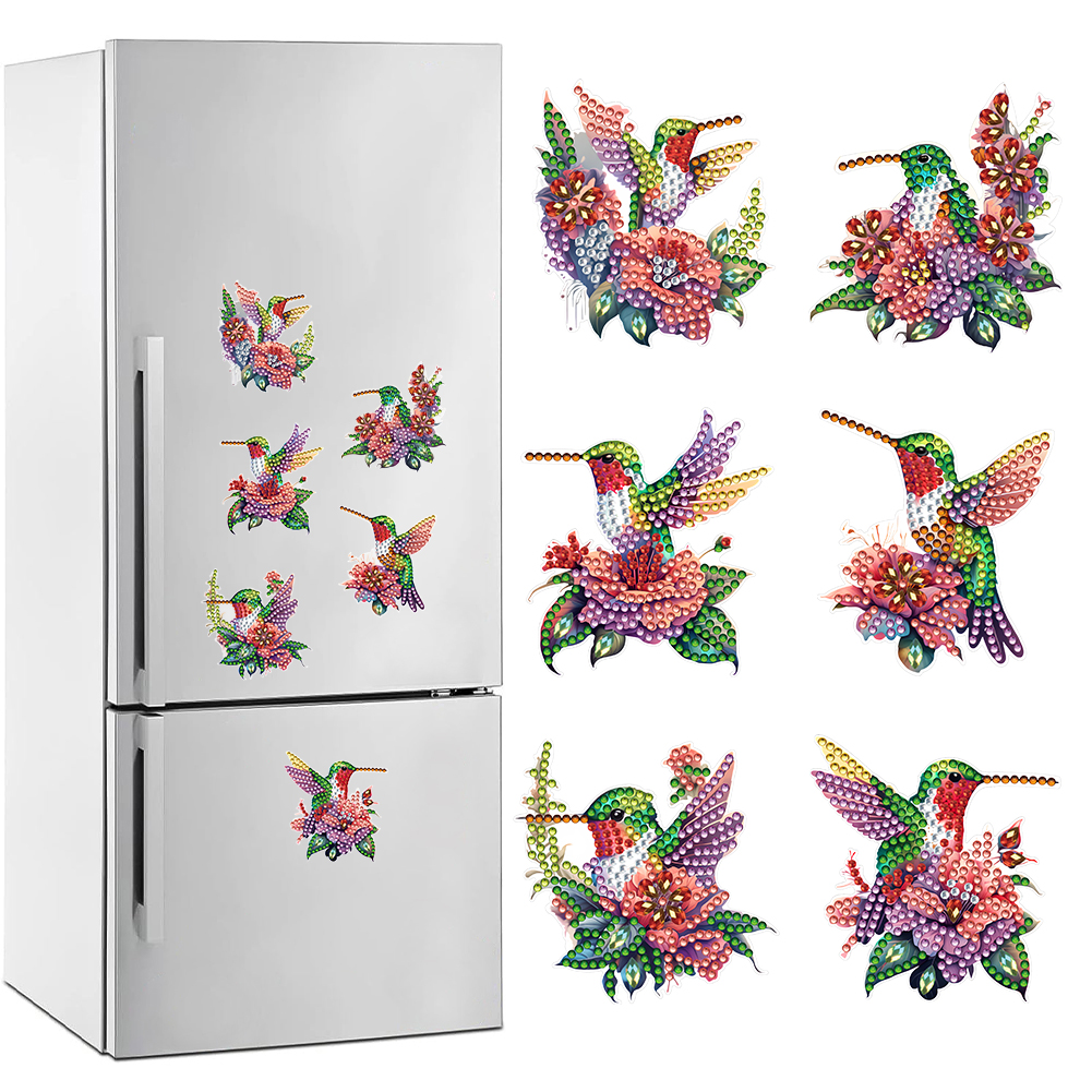 6 Pcs Diamond Painting Magnets Refrigerator for Adult Kid Beginners(Hummingbird)