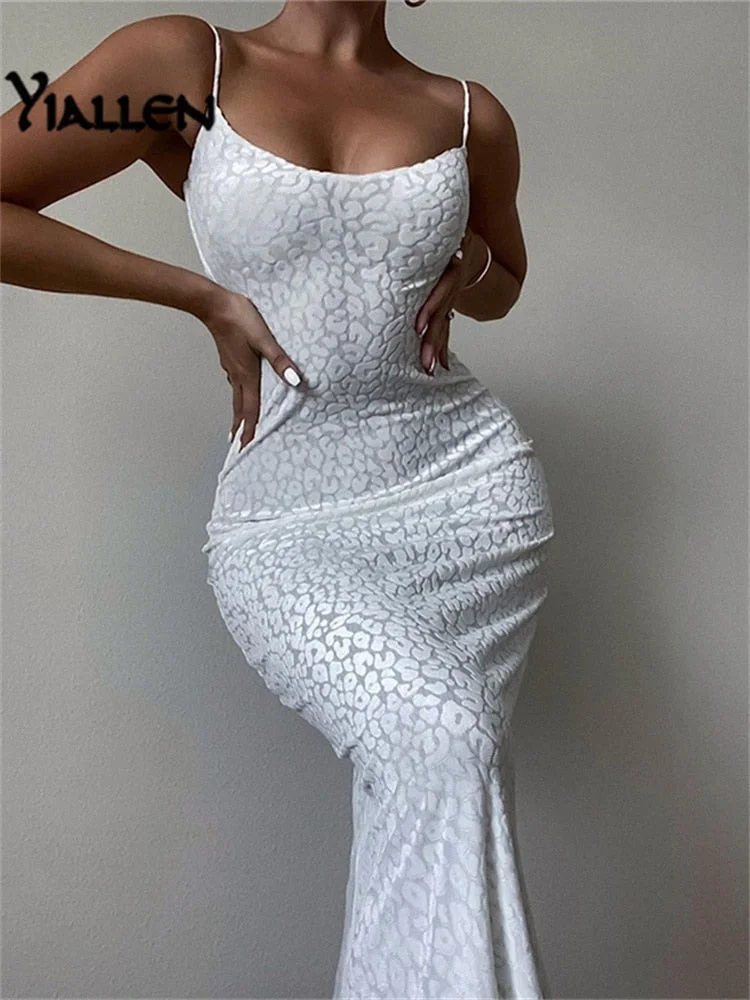 Yiallen Autumn Fashion Sexy Mesh Sling Dress 2021 New Women Elegant Sleeveless Streetwear Party Long Dresses Lady Hot