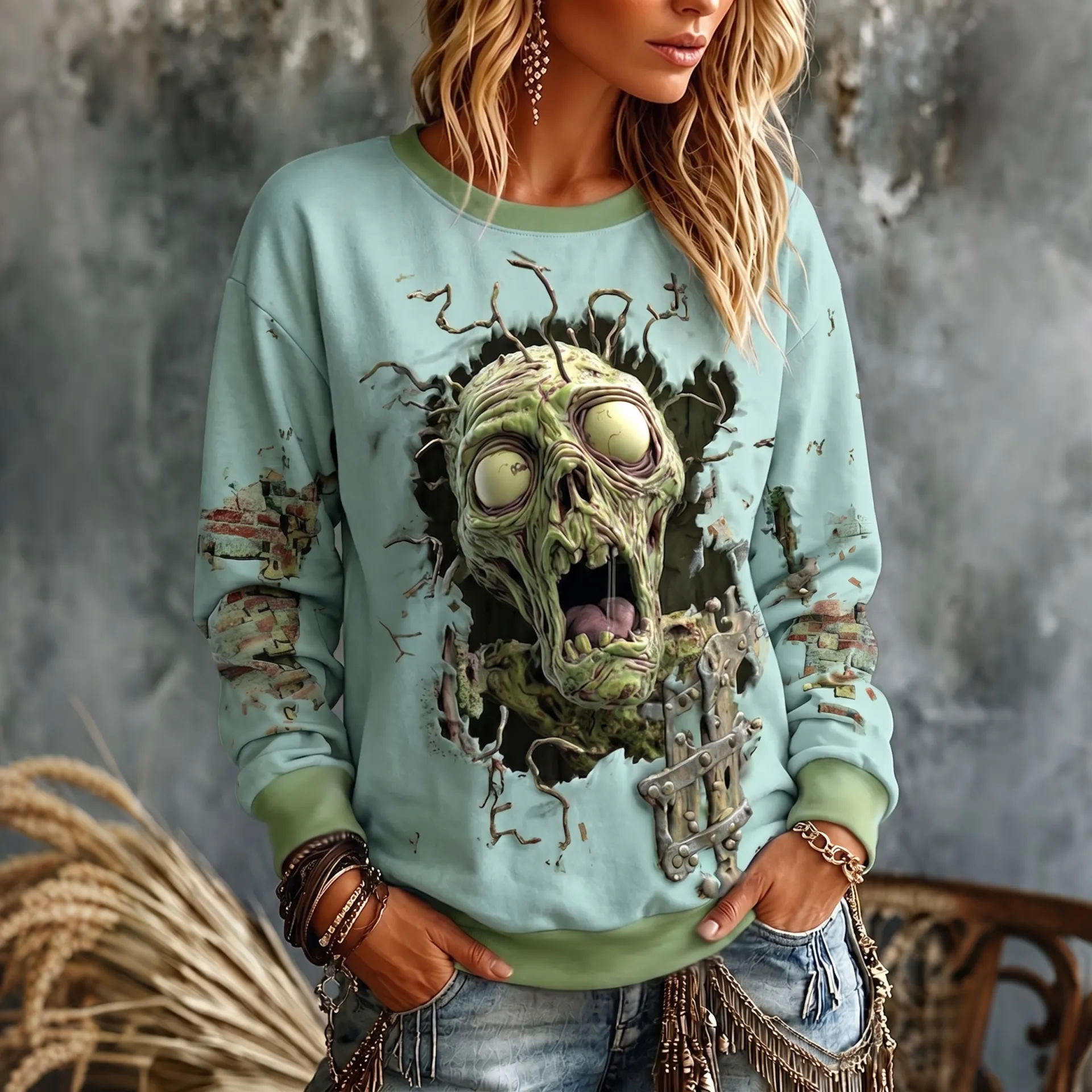 Women's Halloween Fun Zombies 3d Sweatshirt artswardrobe