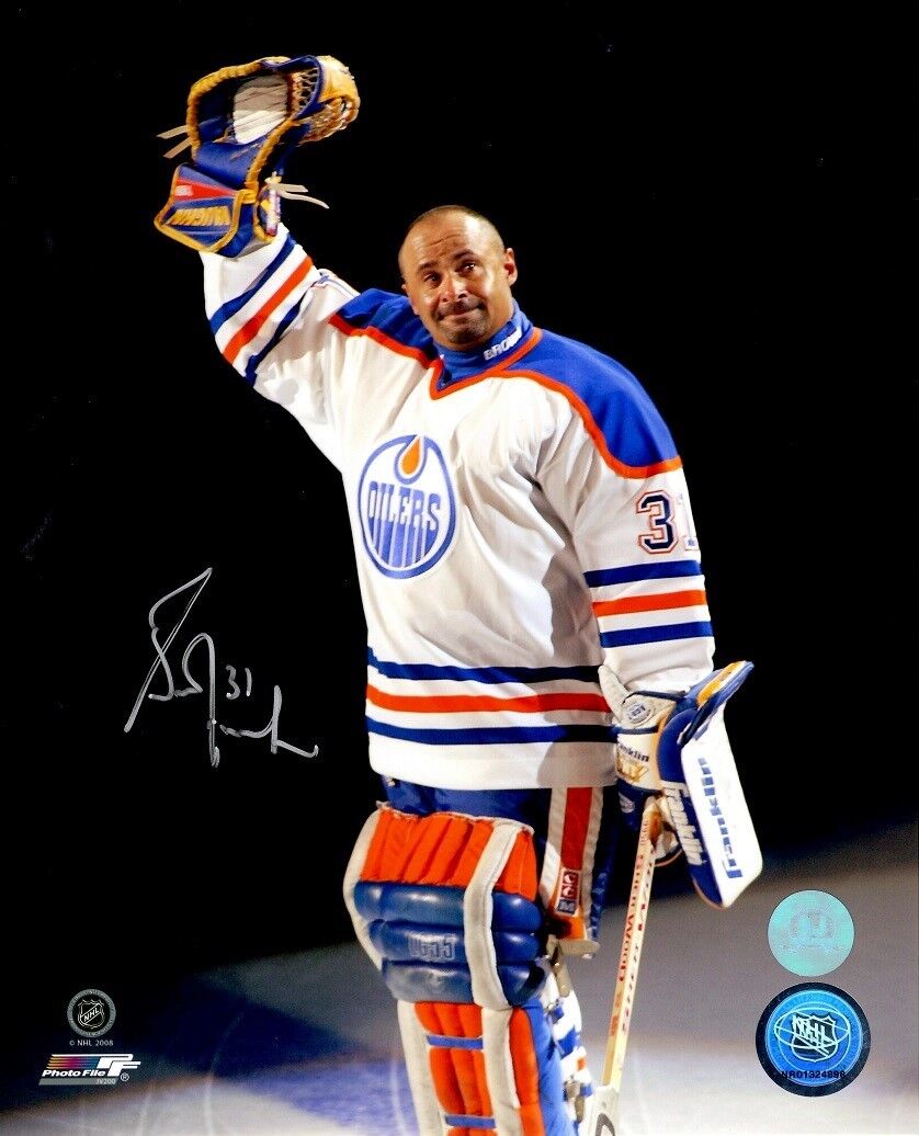 Signed 8x10 GRANT FUHR Edmonton Oilers Photo Poster painting - COA