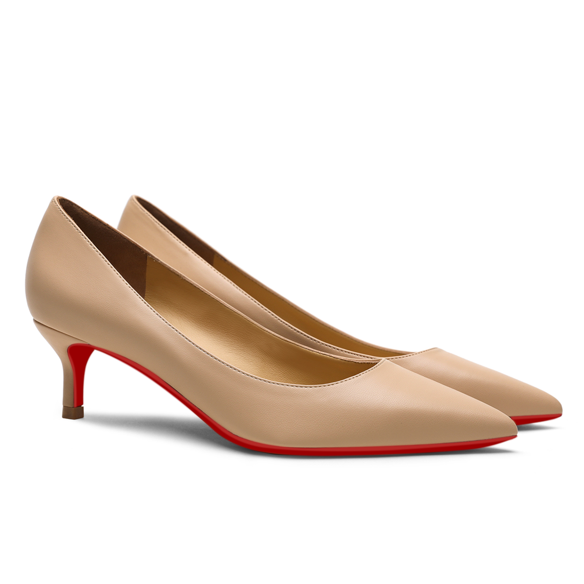 50mm Women's Low Heel Kittens Pointed Toe Casual Slip On Matte Red Bottoms Pumps-vocosishoes