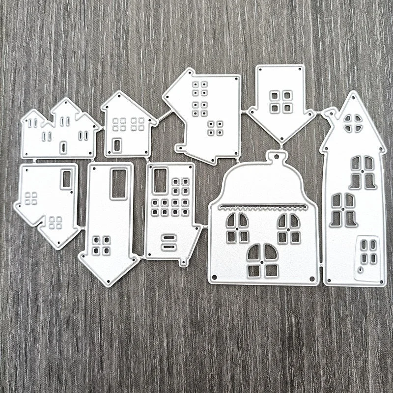 Different Houses Architecture Metal Cutting Dies Embossing Scrapbooking Stencil Craft Cut Die For DIY Card Crafts Handmade