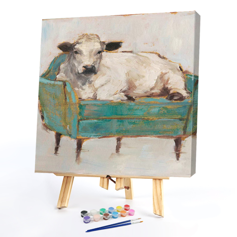 

20*20CM - Paint By Numbers - Cow Lying on the Sofa, 501 Original