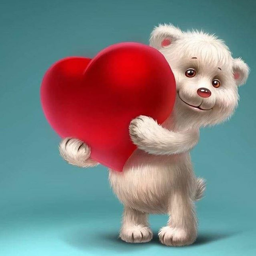 

30*30CM - Round Drill Diamond Painting - Heart Bear, 501 Original
