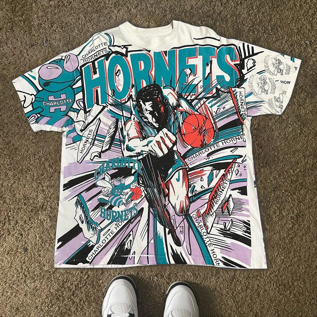 Charlotte Hornets Print Short Sleeve T-Shirt