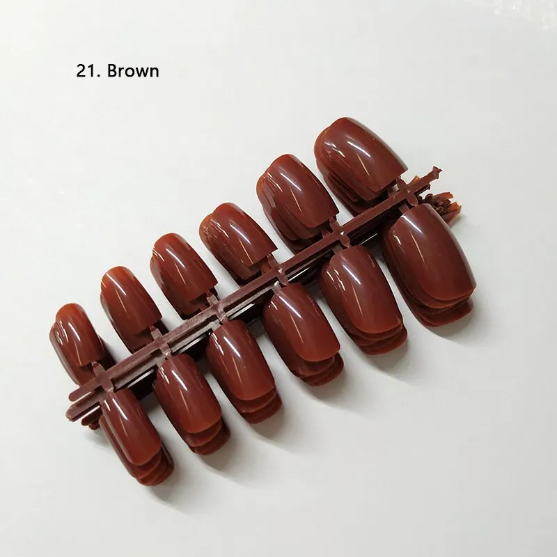 120pcs/pack 20 Colors Full Cover Nail Tips Short Design Fake Nails Square Faux Ongles Acrylic Frenc False Nails Art Tips Tools-Nail Inspo