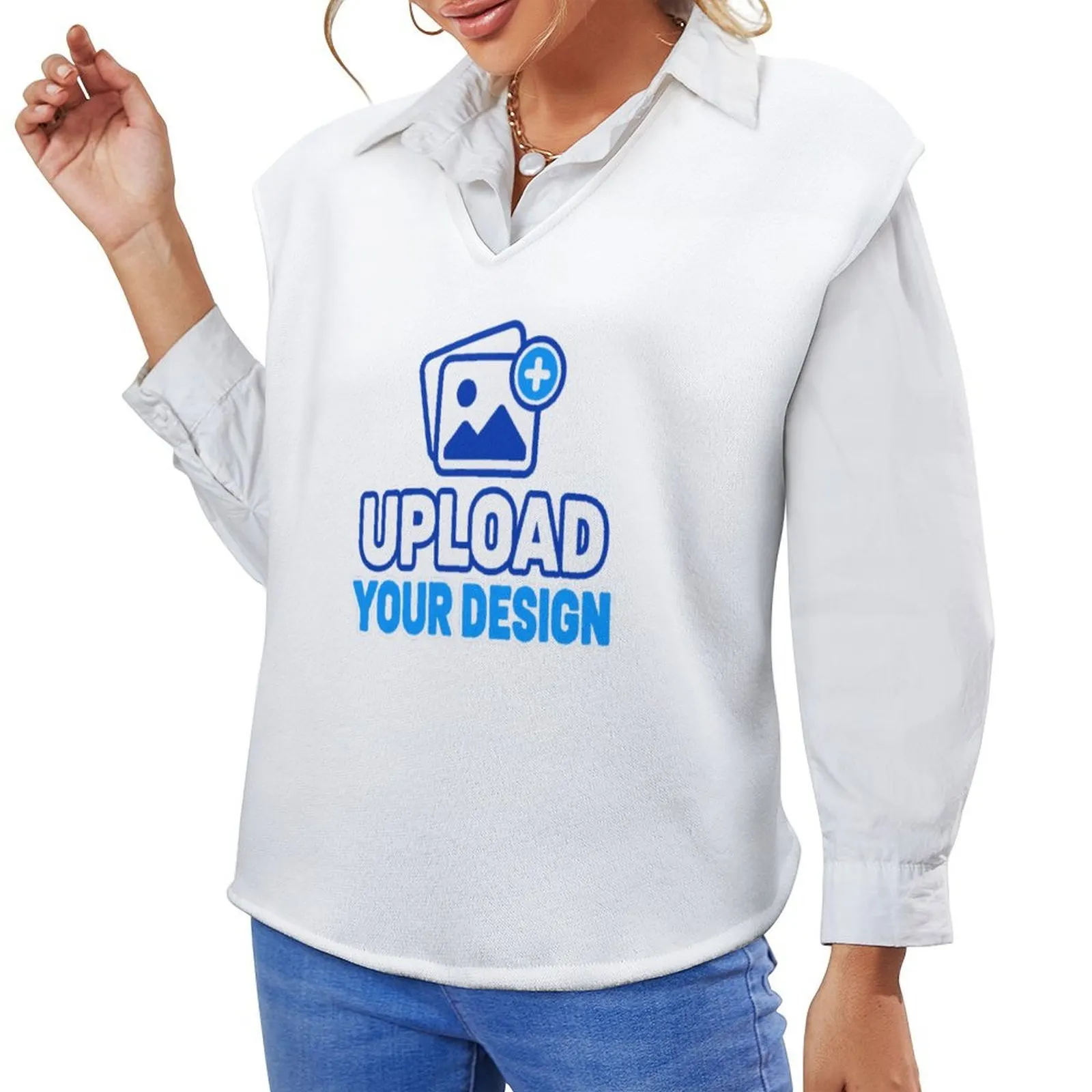 Drop-Shoulder V-Neck Sweater Vest &ndash; personalized print product image 7