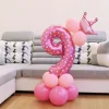 10PCS Blue Pink Party 0 - 9 Numbers Aluminum Film Latex Balloons Birthday Anniversary Decors