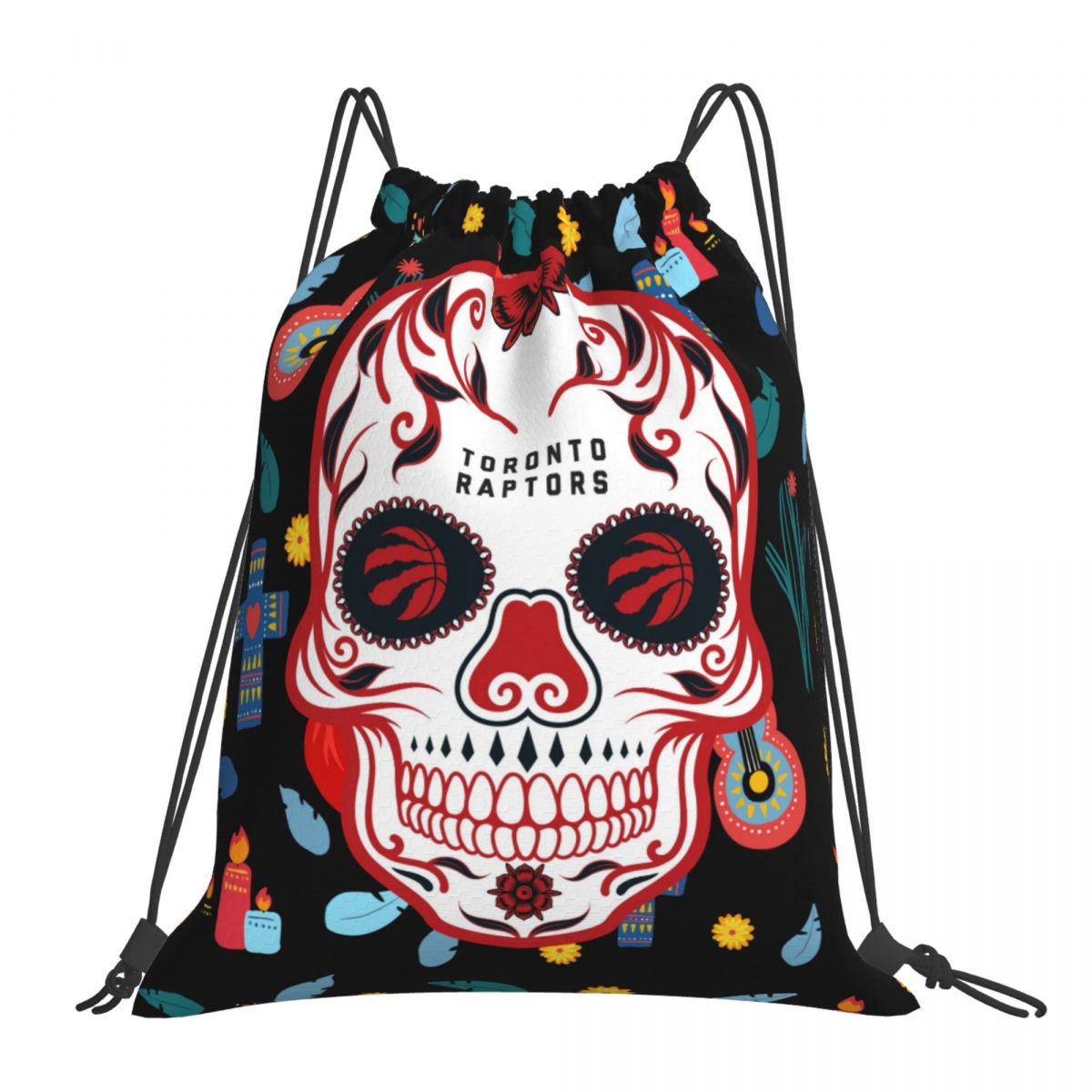Toronto Raptors Skull Unisex Drawstring Backpack Bag Travel Sackpack