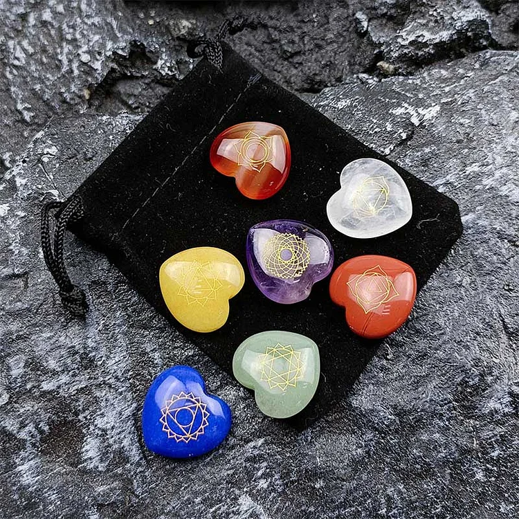 7 Chakra Stones Heart-shaped Crystal Set