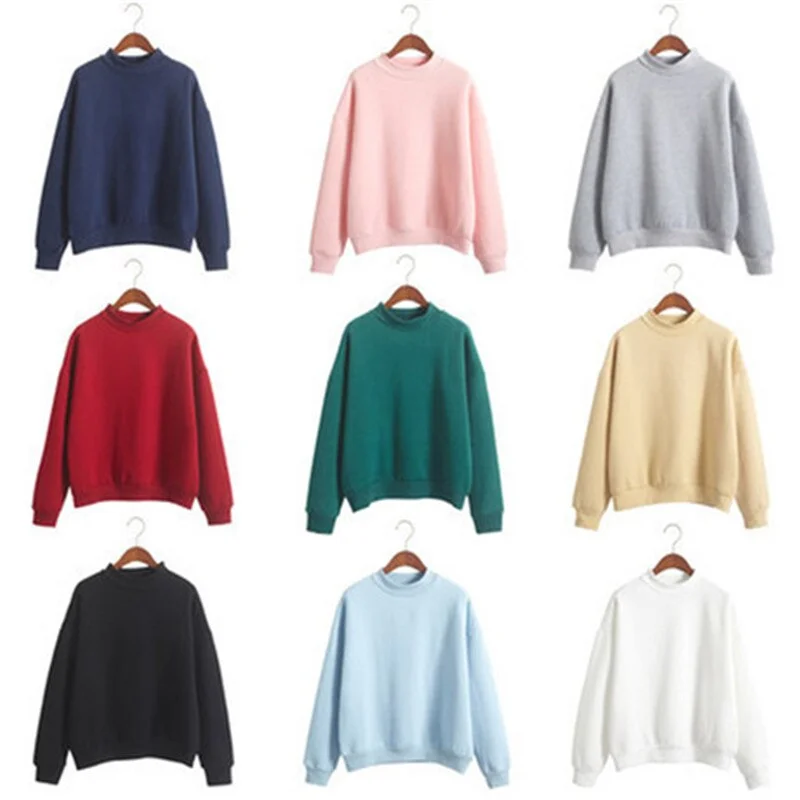 9 color sale women hoodies sweatshirt female autumn and winter clothes new baseball uniform high collar loose padded hoodie