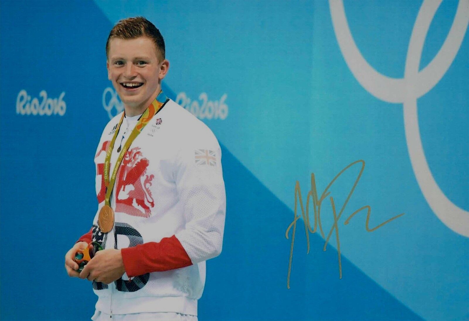 Adam PEATY Gold Medal Olympic Swimmer Autograph Signed 12x8 Photo Poster painting 1 AFTAL COA