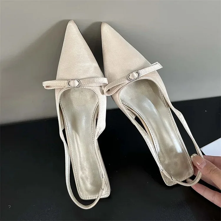 Elegant Fashion Bow Pointed Toe Women Pumps for Party Dress Prom with Low Heels