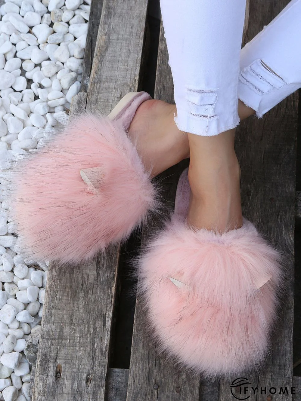Cute Cat Ears Mohair Warm Fleece Indoor Slippers | IFYHOME