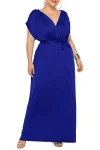 Plus Size Elegant Lace Up Solid Deep V Neck Maxi Dress