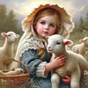 la vie d'un enfant &agrave; la ferme-plein diamant rond peinture-30 * 30cm