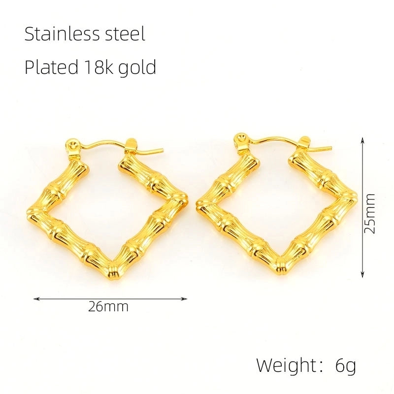1 Pair Elegant Square Polishing Plating 304 Stainless Steel Titanium Steel 18K Gold Plated Earrings