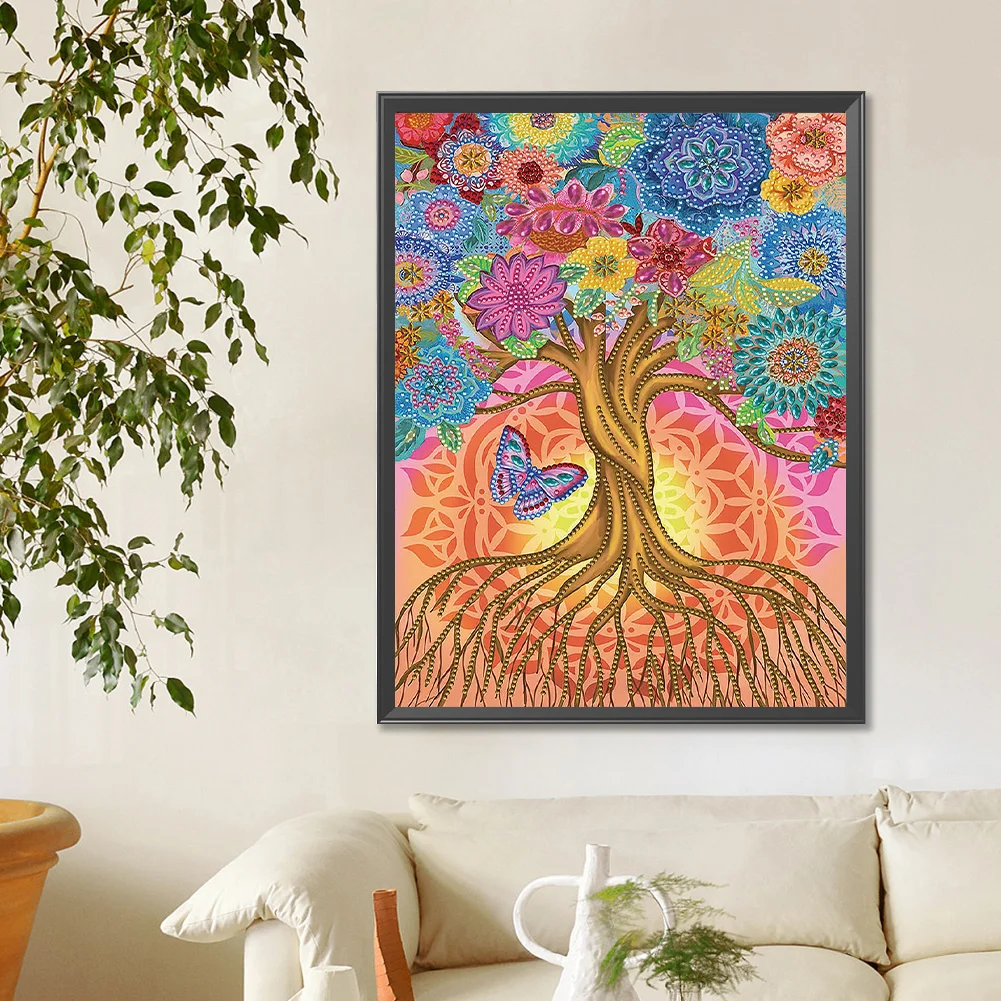 Special Shape Diamond Painting 30*40cm - Tree And Butterflies