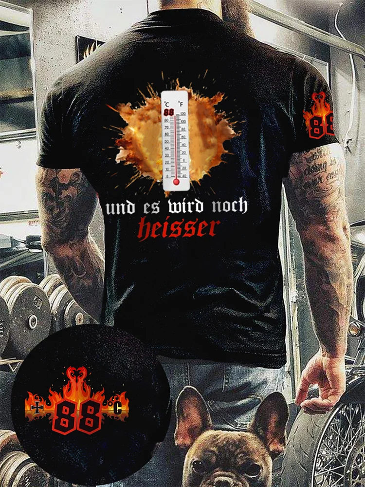 Herren  Grad und es wird noch Heisser bedrucktes Kurzarm-T-Shirt
