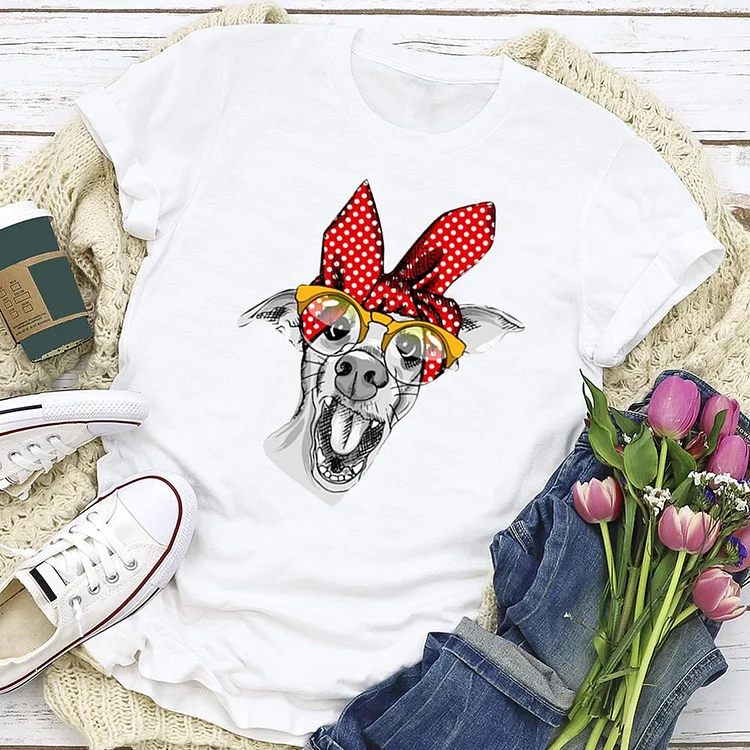 Dog with headscarf T-shirt Tee - 02169-Annaletters