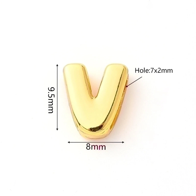 1 Pc/Package 9.5x6mm 9.5×7.5mm 9.5x8mm 7x2mm Copper 18K Gold Plated Letter Bubble Polished Beads