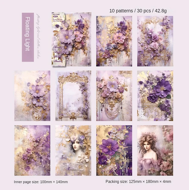 Journalsay 30 Sheets The Beautiful Time Like A Dream Series Vintage Flower Relief Material Paper