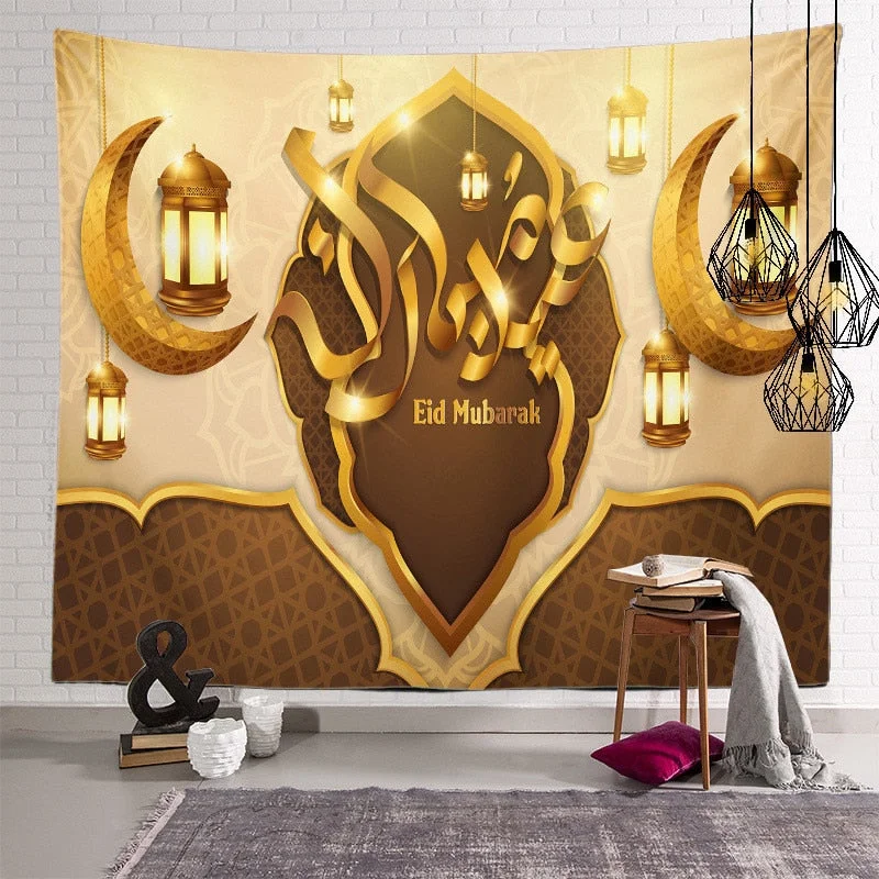 2021 Ramadan Decorations Home Tapestry Moon Star Eid Mubarak Wall Hanging Tapestries Decor Living Room Bedroom Background Decor