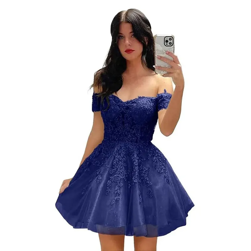 Brownm Brownm Women's Prom Evening Dress Short A Swing 2025 New Cocktail Party Shoulder Princess Dress